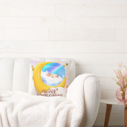Baby Sweet Dreams with Clouds Throw Pillow