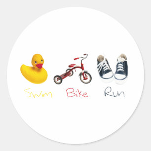 Baby Swim Bike Run Classic Round Sticker