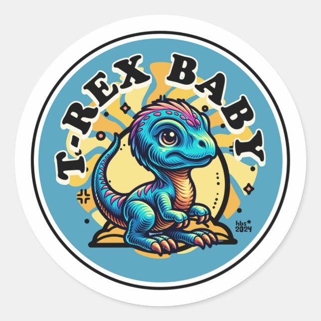 Baby T-Rex Classic Round Sticker (Front)