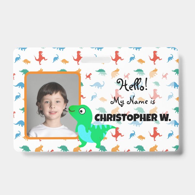 Baby T-Rex Dinosaur Pattern Kids Badges (Front)
