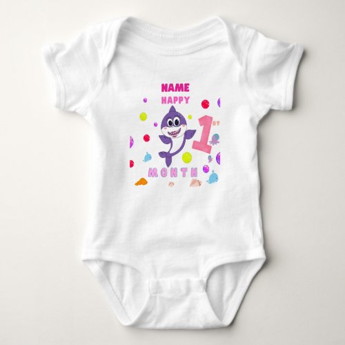 Baby T_shirt  First birthday Shark personalized Baby Bodysuit