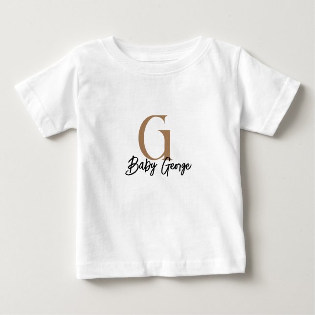Baby t-shirt monogram name minimal shower gift (Front)