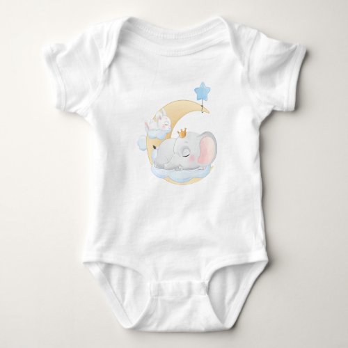 Baby T_shirt with a picture of a sleeping elephant Baby Bodysuit