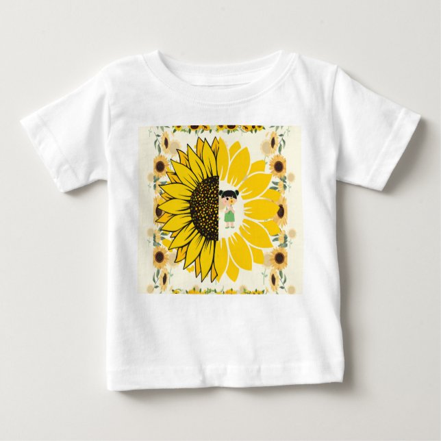 baby t-shirt with a sunflower theme  (Front)