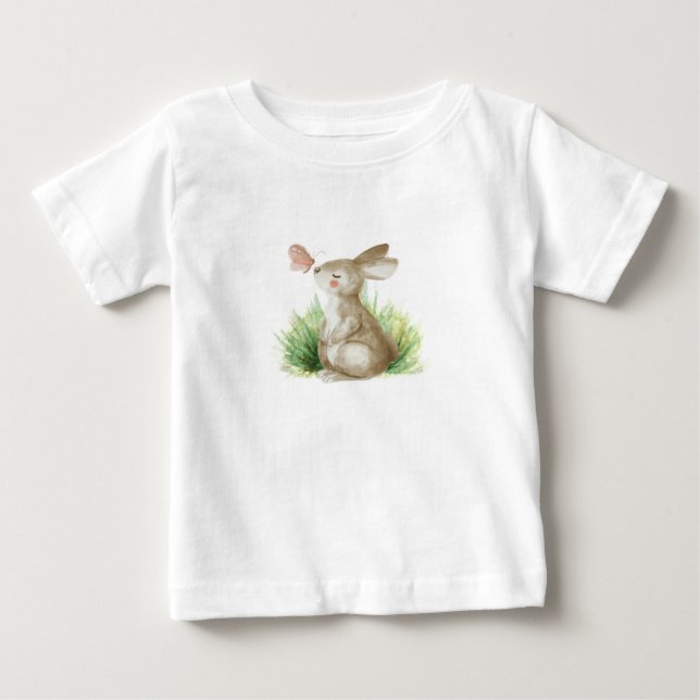 Baby T-Shirt with bunny and butterfly.  (Front)
