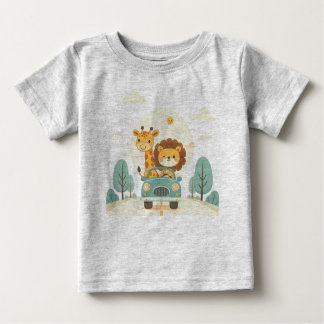 Baby T-Shirt with Cute Cartoon Animals Print