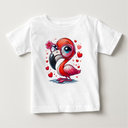 Baby T_shirt with Cute Flamingo Bird illustration