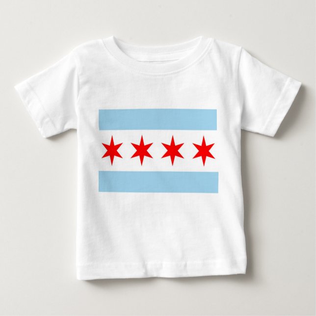 Baby T Shirt with Flag of Chicago, Ilinois (Front)