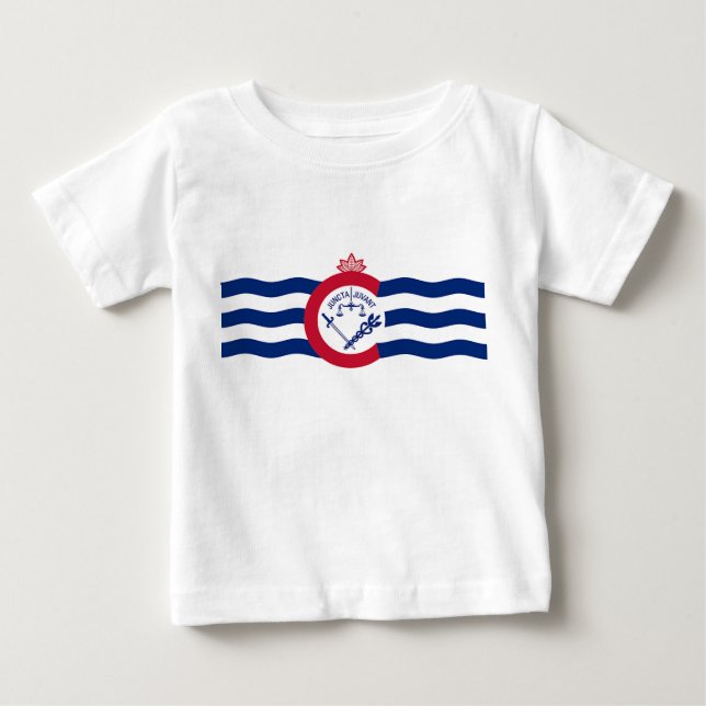 Baby T-Shirt with Flag of Cincinnati City, U.S.A. (Front)