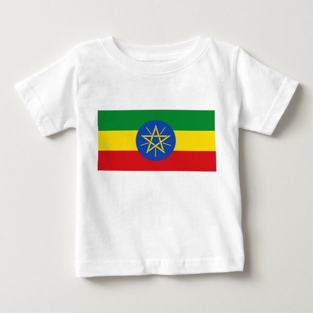Baby T-Shirt with Flag of Ethiopia (Front)