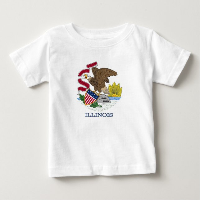 Baby T Shirt with Flag of Ilinois (Front)