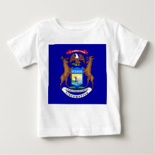 Baby T-Shirt with Flag of Michigan, U.S.A.