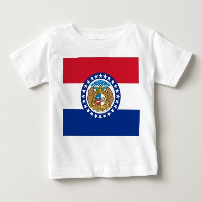 Baby T shirt with Flag of Missouri, U.S.A. (Front)