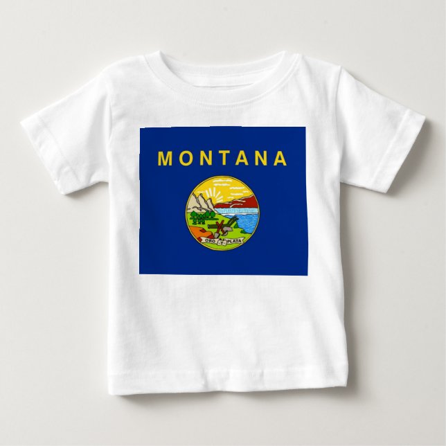 Baby T Shirt with Flag of Montana, U.S.A. (Front)