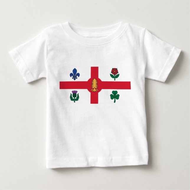 Baby T-Shirt with Flag of Montreal (Front)
