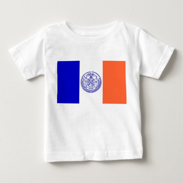 Baby T Shirt with Flag of New York, U.S.A. (Front)