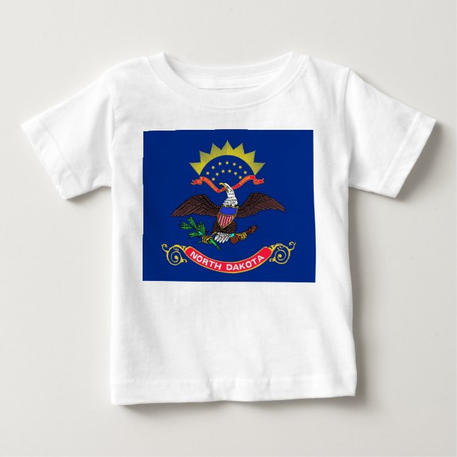 Baby T shirt with Flag of North Dakota (Front)