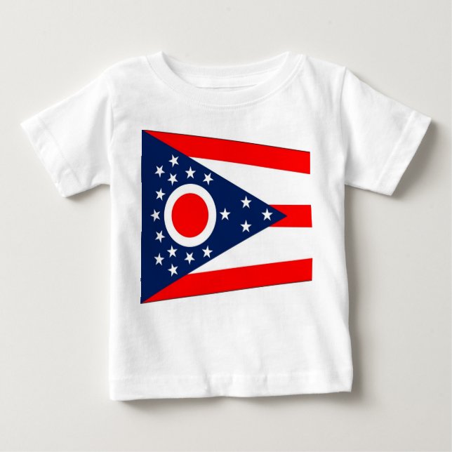 Baby T Shirt with Flag of Ohio, U.S.A. (Front)