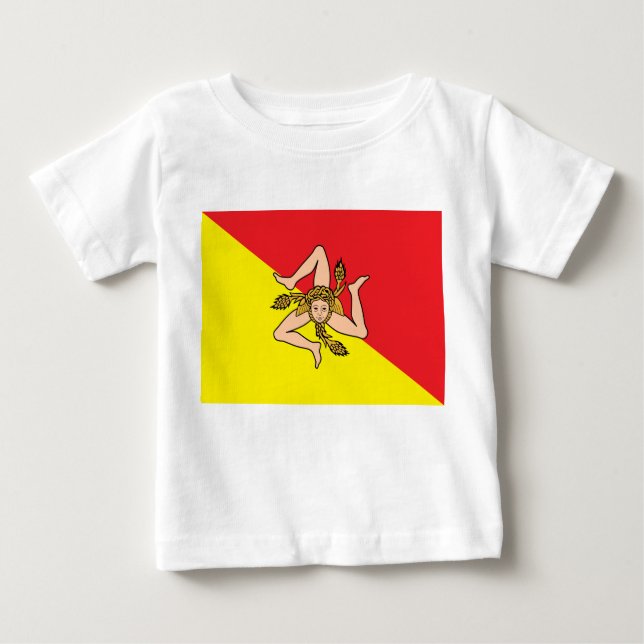 Baby T-Shirt with Flag of Sicily, Italy (Front)