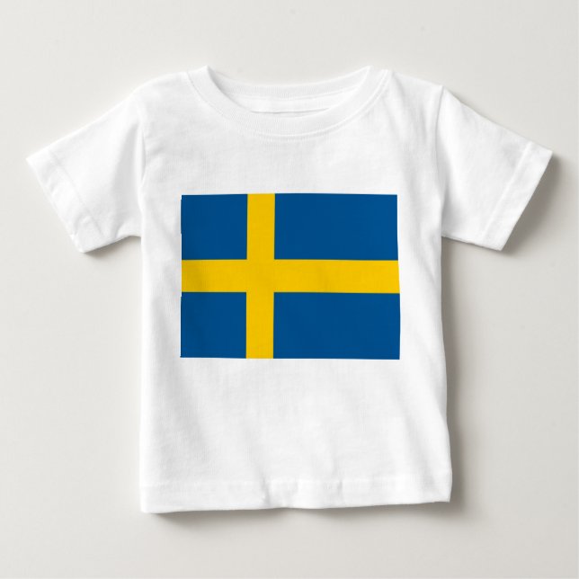 Baby T-Shirt with Flag of Sweden (Front)
