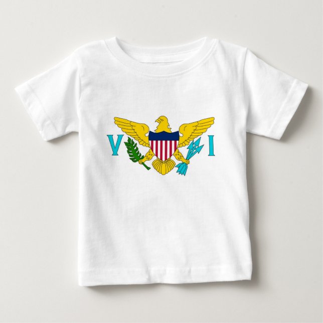 Baby T Shirt with Flag of Virgin Islands, U.S.A. (Front)