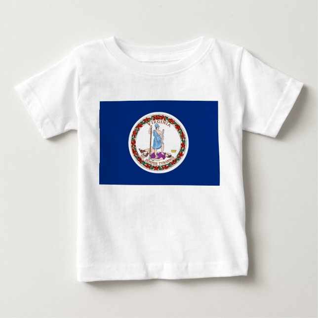 Baby T Shirt with Flag of Virginia, U.S.A. (Front)