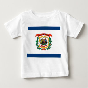 Baby T Shirt with Flag of West Virginia, U.S.A.