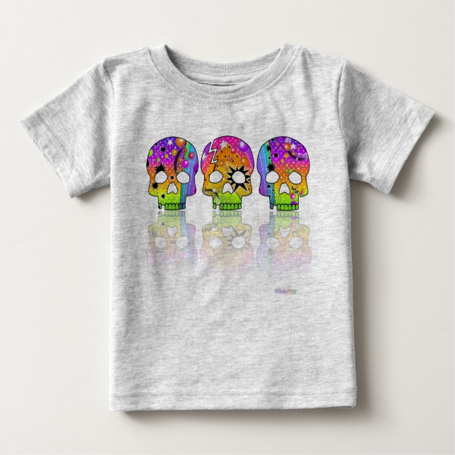 Baby T-shirts Creepers - POP ART SKULLS (Front)