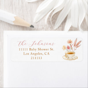 Baby Tea Party Elegant Script Girl Shower Address Label