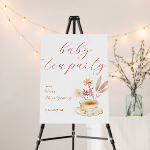 Baby Tea Party Elegant Script Girl Shower Welcome Foam Board