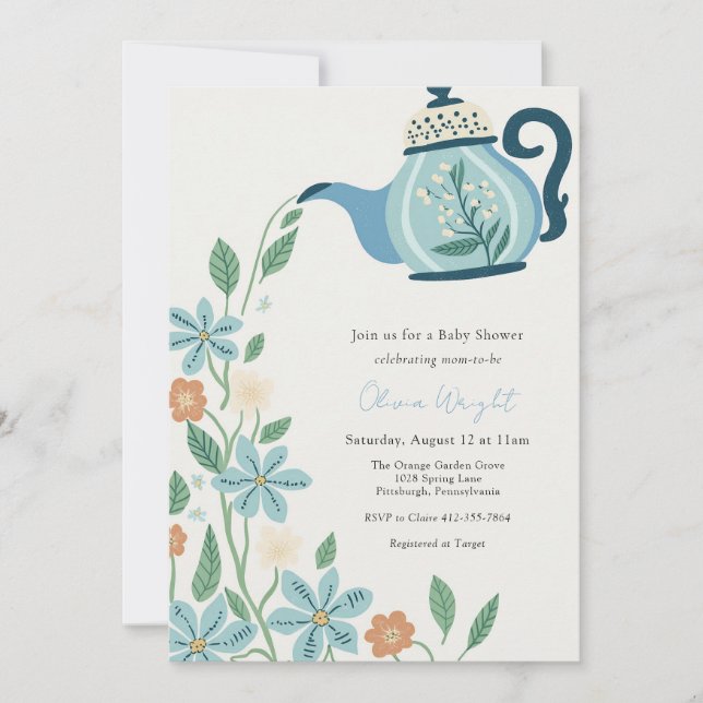 Baby Tea Party Shower  Invitation (Front)