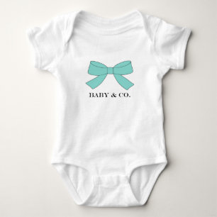 BABY Teal Blue Bow Shower Party Memento Bodysuit
