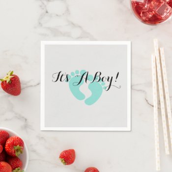 Baby Teal Blue It's A Boy Reveal Shower Party Napkins by Ohhhhilovethat at Zazzle