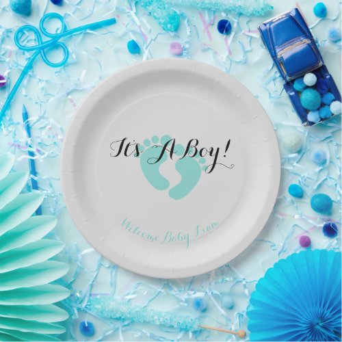 BABY Teal Blue Its A Boy Shower Party Paper Plates