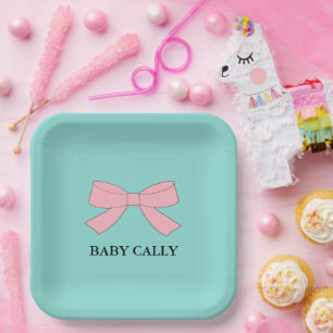 BABY Teal Blue Reveal Shower Sprinkle Party Paper Plates