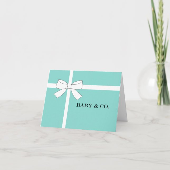 Baby Teal Blue Sprinkle Shower Personalized Card (Front)