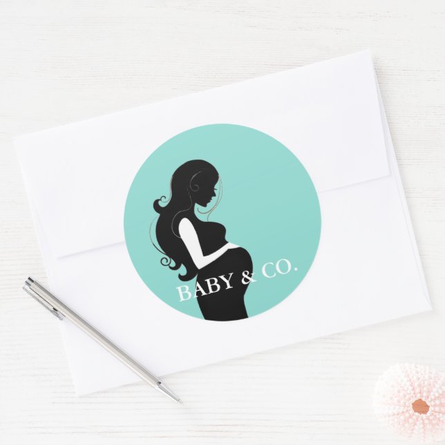 BABY Teal Blue Tiara Party Sprinkle Shower Classic Round Sticker (Envelope)