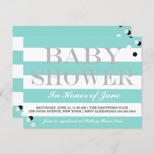 Baby Teal Blue Tiara Shower Sprinkle Party Invitation
