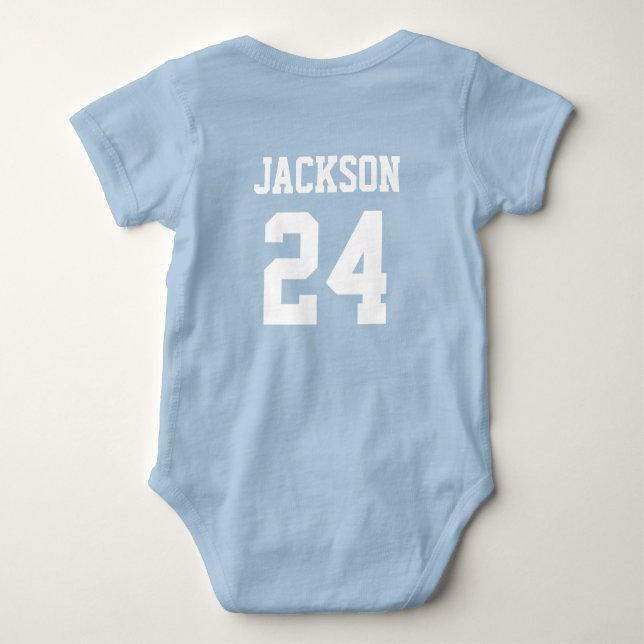 Baby Team Jersey Number and Monogram Baby Bodysuit (Back)