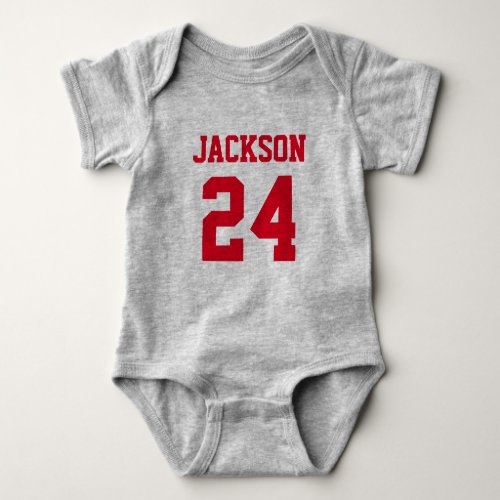 Baby Team Jersey Number and Monogram Baby Bodysuit
