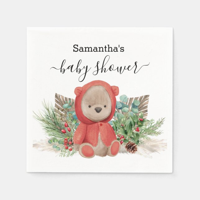 Baby Teddy Bear Christmas  Boho Bouquet   Napkins (Front)