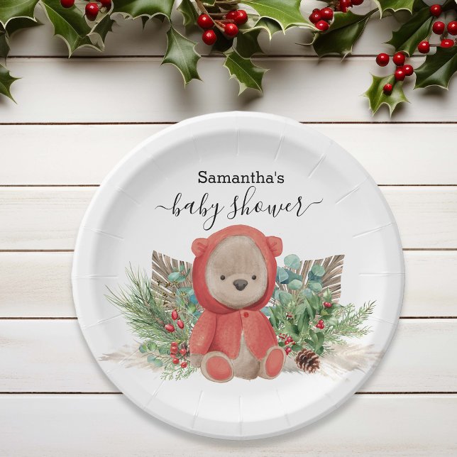 Baby Teddy Bear Christmas  Boho Bouquet  Paper Plates (Creator Uploaded)