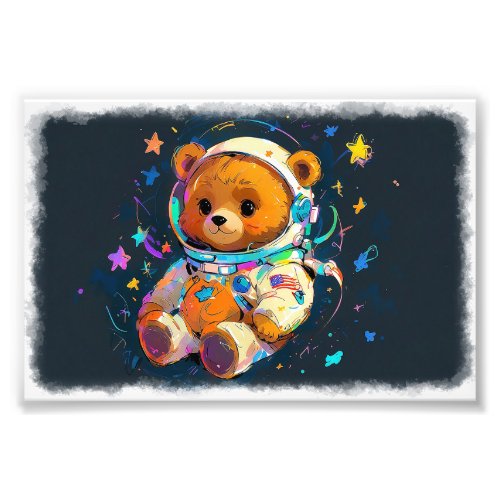 Baby Teddy Bear Dreaming of Being an Astronaut Photo Print