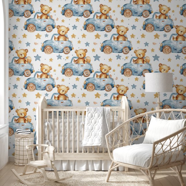 Baby Teddy Bear Driving Pattern Wallpaper (Kids)