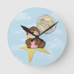 Baby Teddy Bear on a Star Round Clock