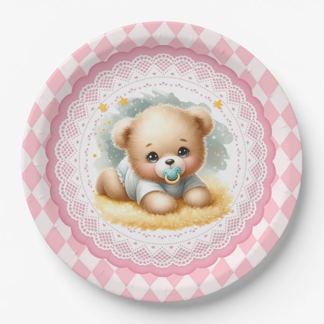 Baby Teddy Bear Paper Plates (Front)