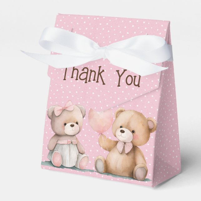 Baby Teddy Bears On Polka Dots Favor Boxes (Front Side)