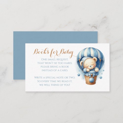 Baby Teddy Blue Air Balloon Books for Baby Enclosure Card