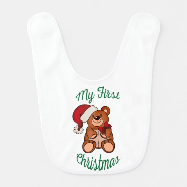 Baby Teddy's First Christmas Baby Bibs (Front)