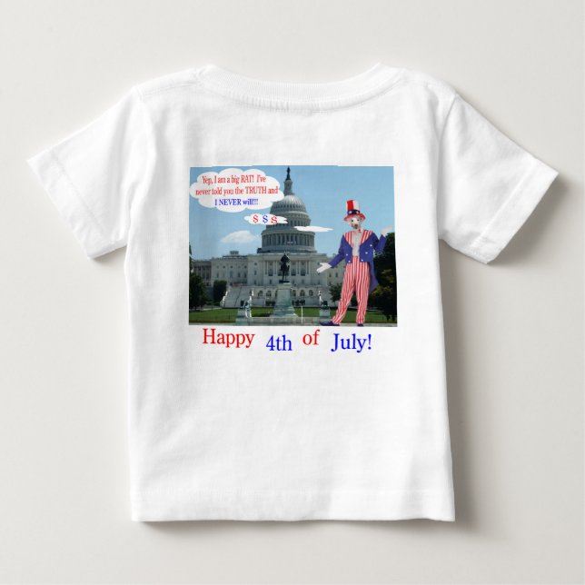 baby tee.  Happy 4th.  rat/unclesam T-Shirt (Back)